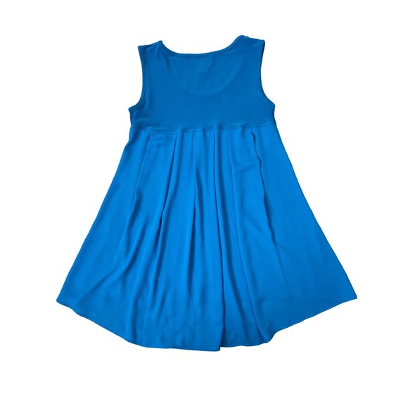 Joseph Ribkoff Pleated Back Mixed Media Tank Tunic Top High‎ Low Hem Blue 4 - Picture 5 of 5